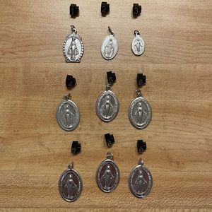 Vintage silver Mother Mary pendants